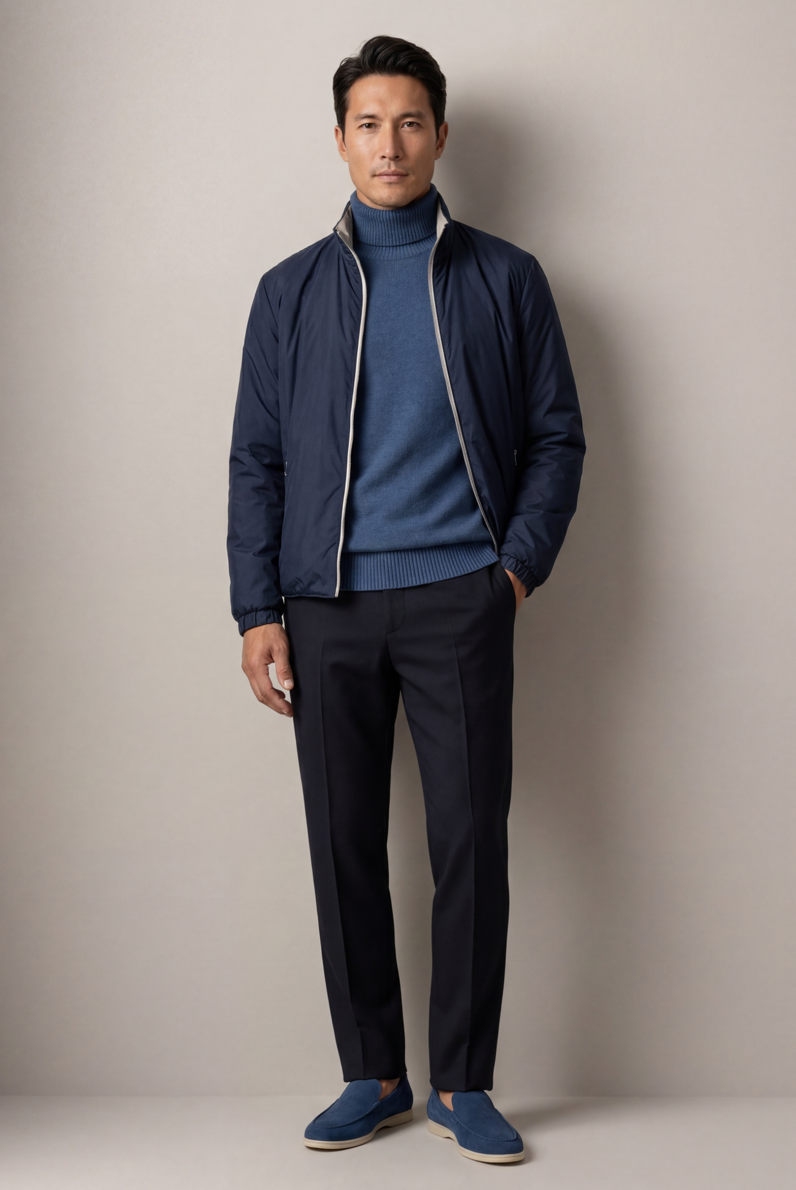 Blue Cashmere Turtleneck
