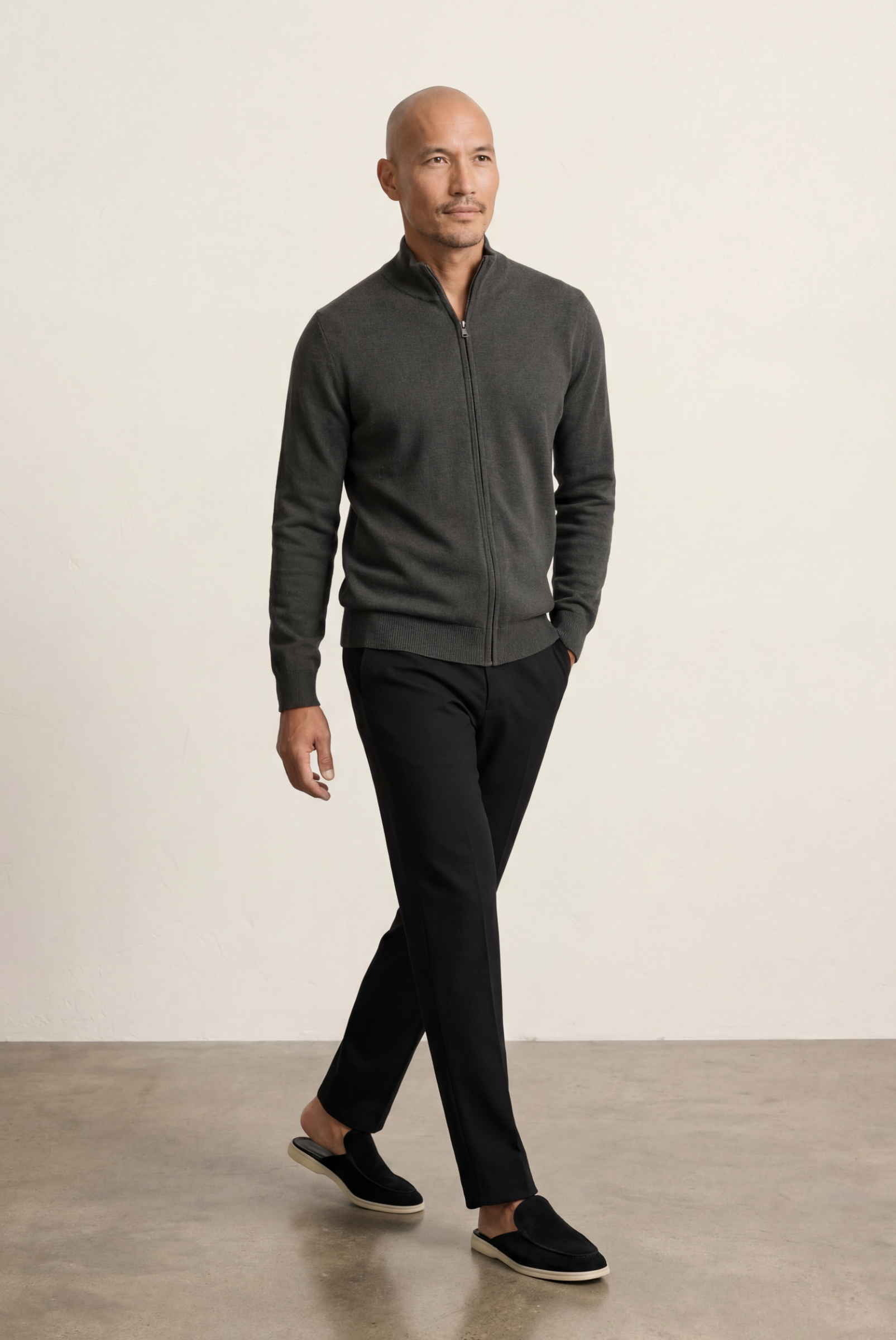 Grey Inside-Out Cashmere Cardigan