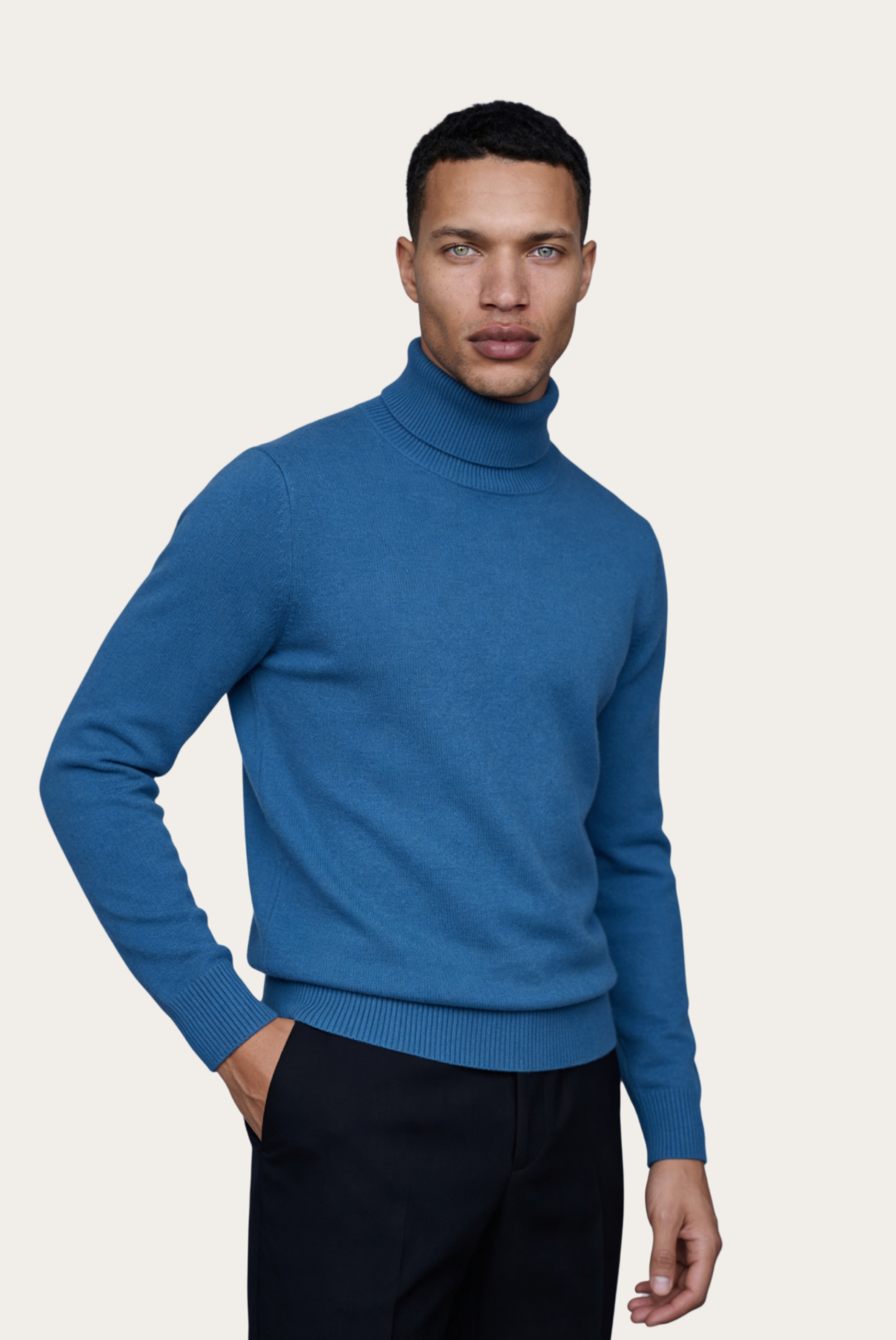 Sky Blue Cashmere Turtleneck