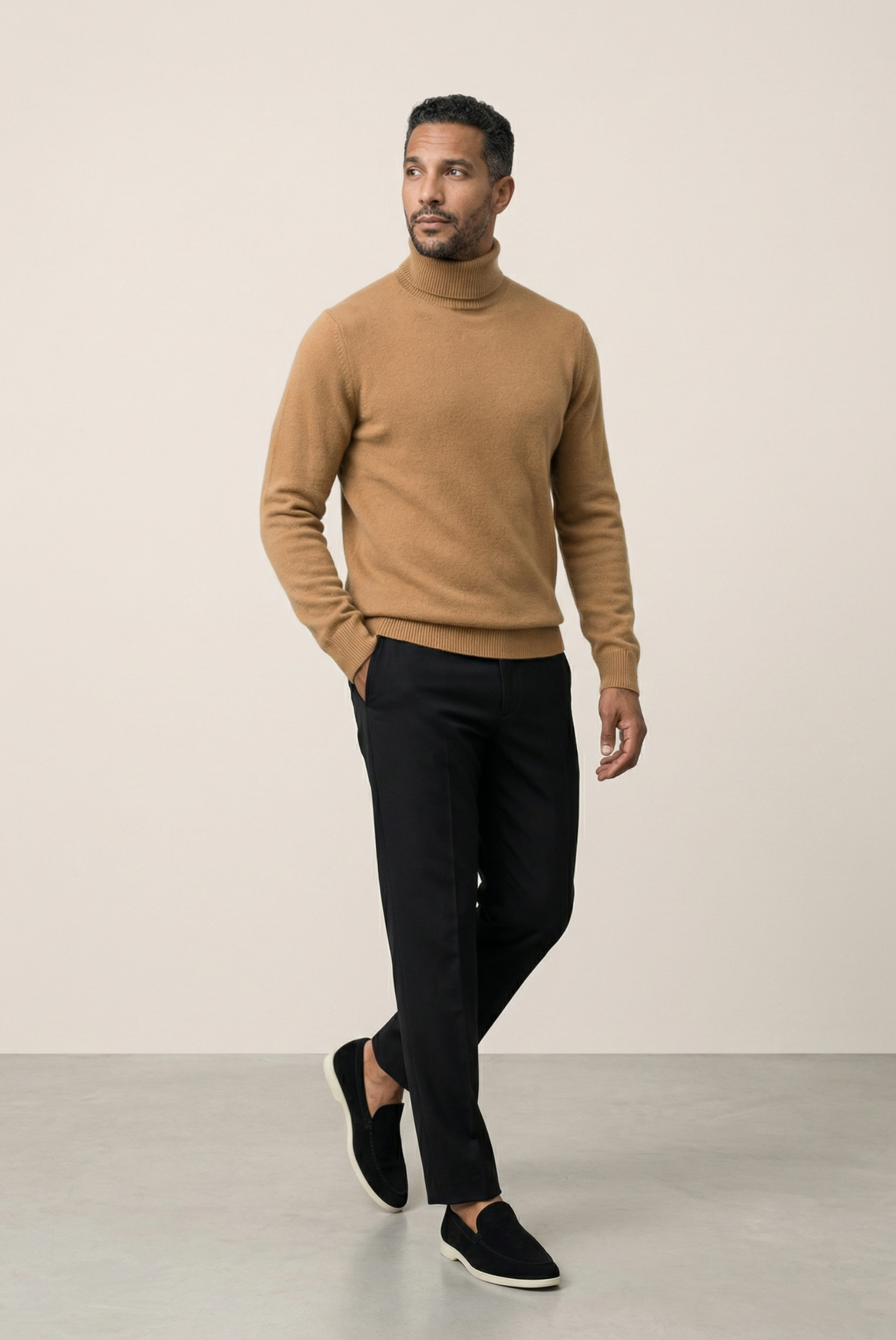 Camel Ribbed Cashmere Sweater