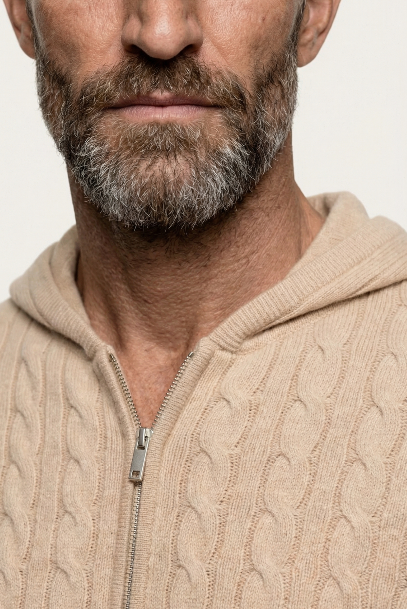 Beige Cashmere Zip Jacket