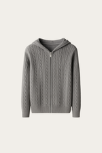 Grey Cashmere Zip Jacket