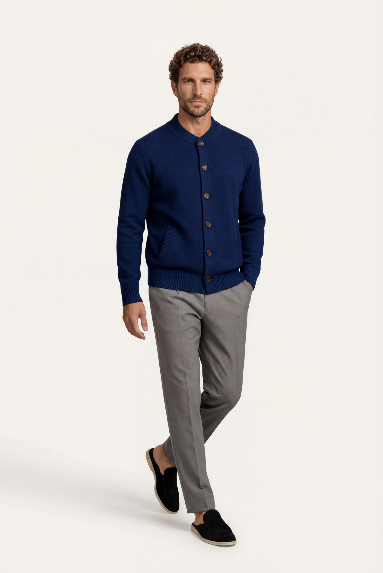 Navy Blue Cashmere Cardigan