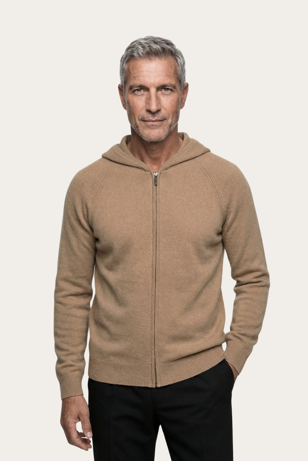 Camel Donati Wool Zip Jacket