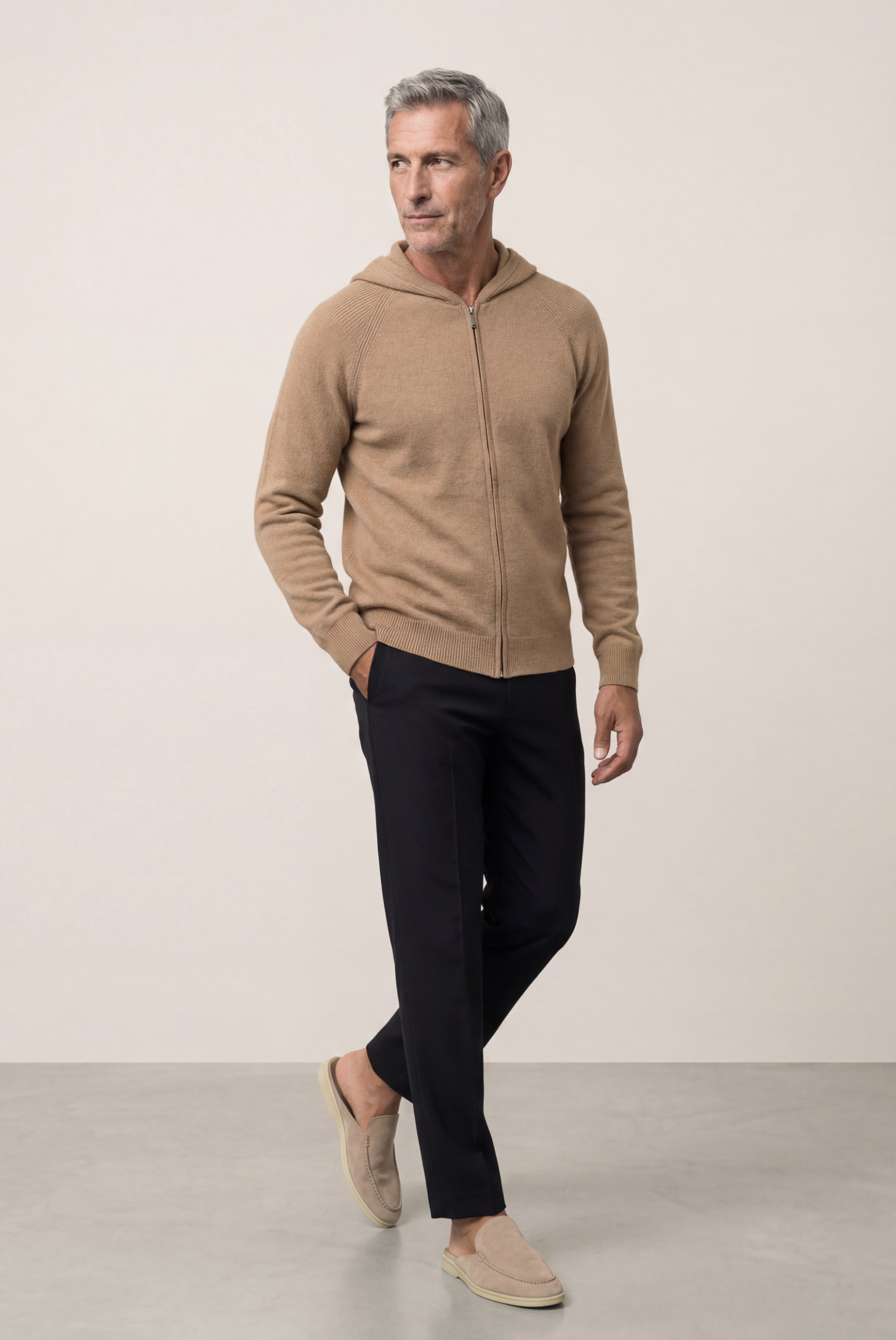 Camel Donati Wool Zip Jacket